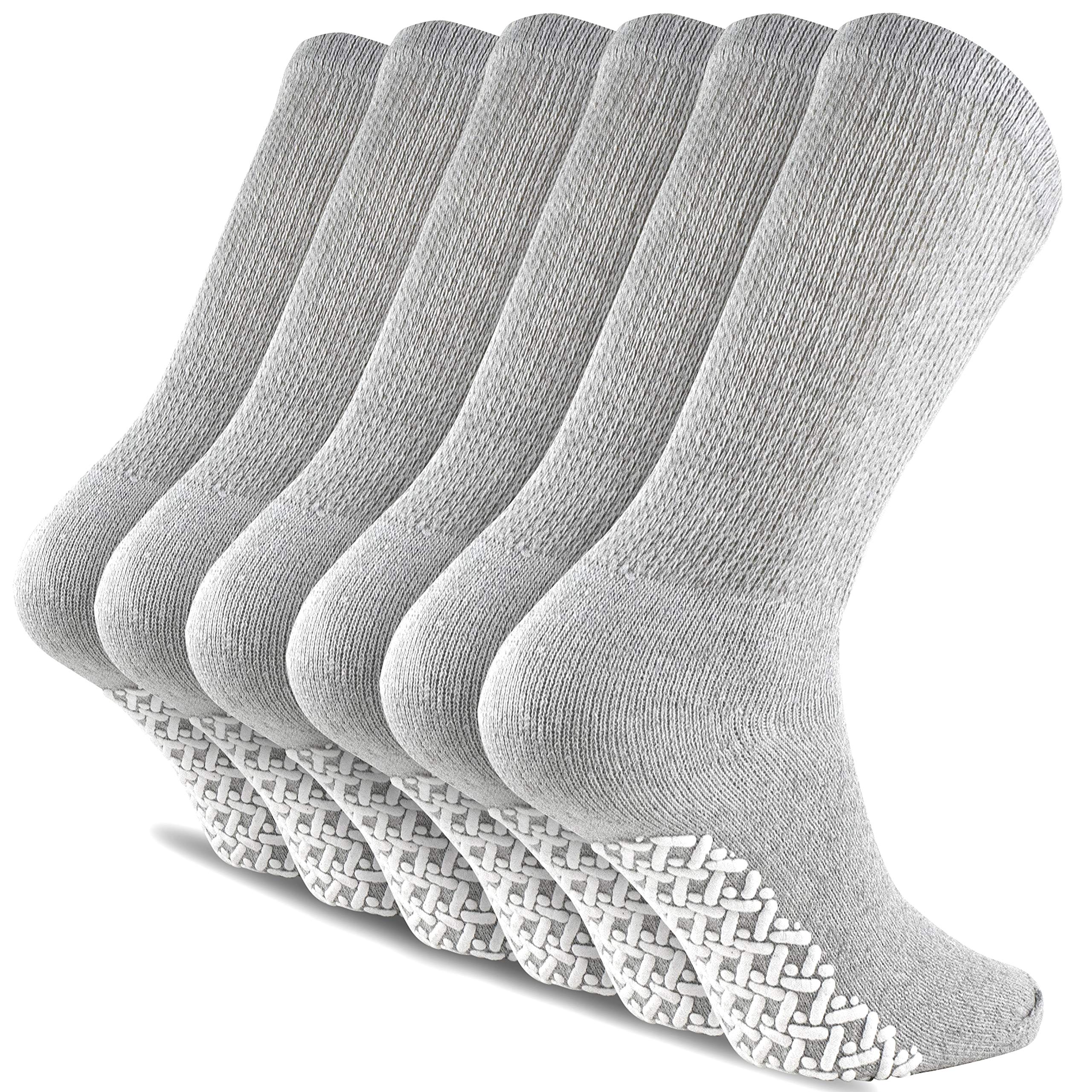 Men's Non-Skid Diabetic Cotton Crew Gripper Socks with Non Binding Top – MY  HEALTH SOCKS
