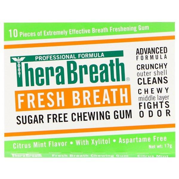 Therabreath Fresh Breath Sugar Free Chewing Gum Citrus Mint Flavor 6