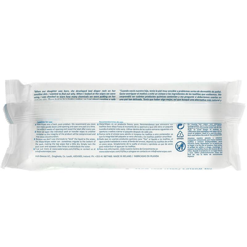 WaterWipes, Baby Wipes Pack of 60 Wipes, White