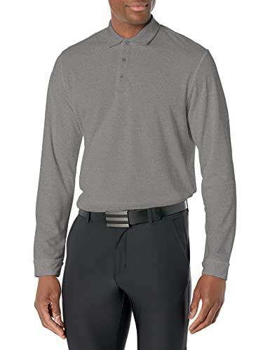 adidas Men's UPF Long Sleeve Polo Shirt Grey Three Melange X-Large