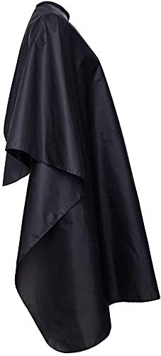 BSFHH Black Barber Cape, Professional Nylon Waterproof Hair Cutting Cape  with Snap Closure Salon Cape, 59 x 47 Hairdressing Cape (5 Pack)