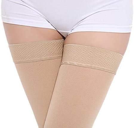 TOFLY Thigh High Compression Stockings Opaque 1 Pair Firm Support 20-30  mmHg Gradient Compression with Silicone Band Footless Compression Sleeves  Treatment Swelling Varicose Veins Edema. 3XL 20-30mmhg Beige