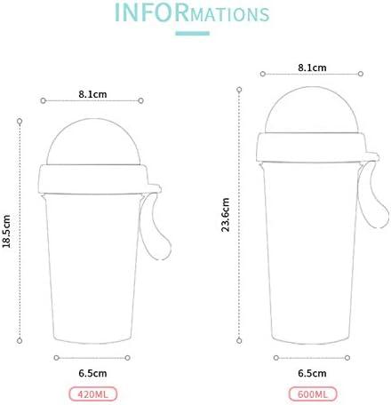 Ludlz Portable double straw independent drink 2-in-1 Leak-proof Couple cup  Children's cup Double-sided water bottle Double-layer water bottle Double