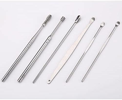 6pcs Stainless Steel Ear Pick Wax Cleaner Earpick Curette Remover