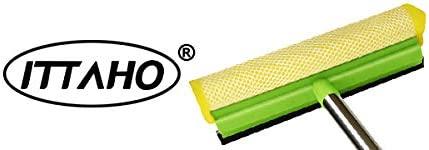 Ittaho Multi-Use Window Squeegee, 2 in 1 Squeegee Window Cleaner with Long Extension Pole, Sponge Car Window Squeegee with 58 Long Handle for GAS