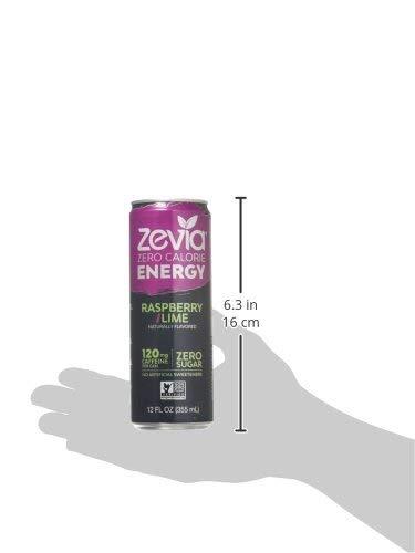 Zevia Zero Calorie Energy Drink, Raspberry Lime, 12 Ounce Cans (Pack of 12)