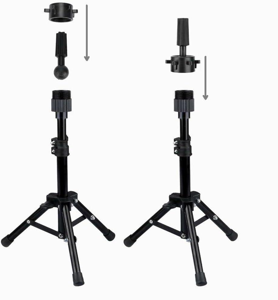 Mini Tripod Stand Metal Adjustable Cosmetology Hairdressing Training Mannequin Head Wig Stand for Doll Head Block Wig Head Stand, Black