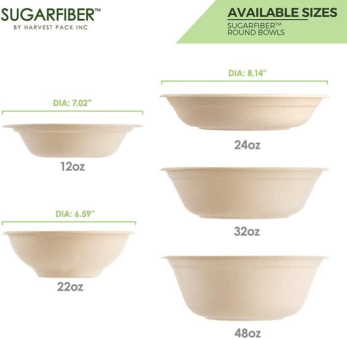 [100 Sets] 32oz Compostable Eco Friendly Container Trays with Lids - Deep Contai