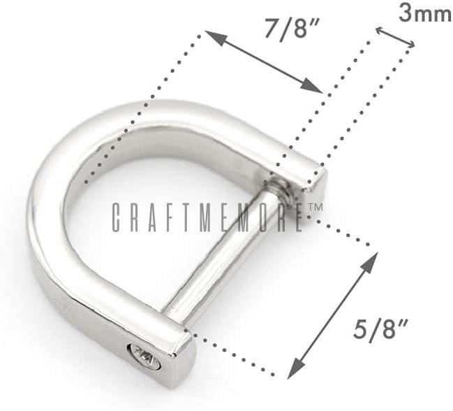  CRAFTMEMORE D Rings Purse Loop Flat Metal 5/8, 3/4