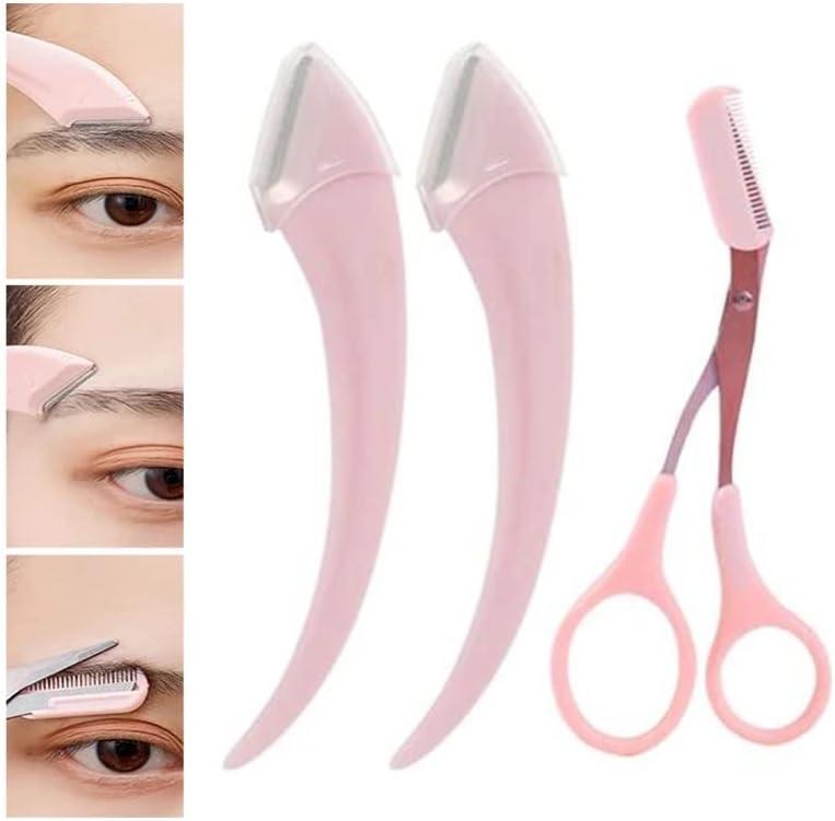 Eyebrow Trimmer Scissors & Comb Set For Makeup Removal And Hair