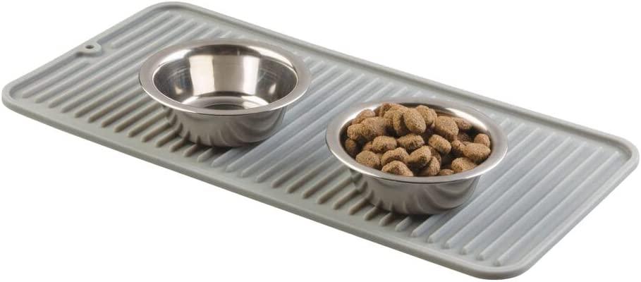 mDesign Premium Quality Pet Food and Water Bowl Feeding Mat for