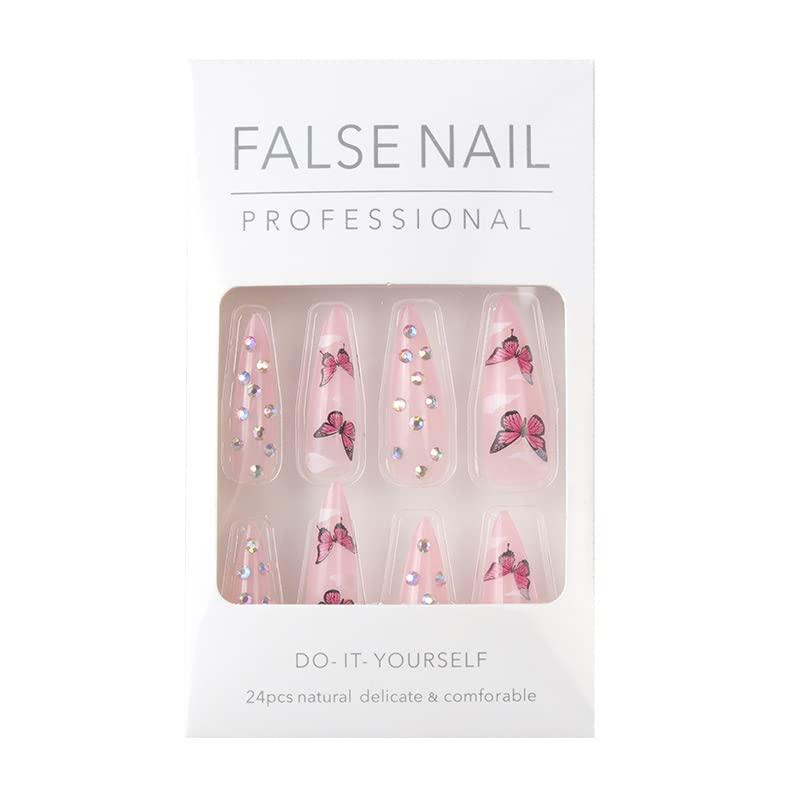 YOSOMK 24PCS Long False Fake Nails Coffin Press on Nails with