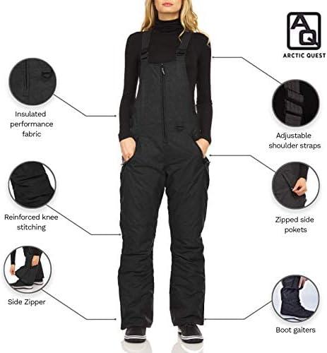 Arctic Quest Womens Insulated Water Resistant Ski Snow Bib Pants Large Full  Coverage Black