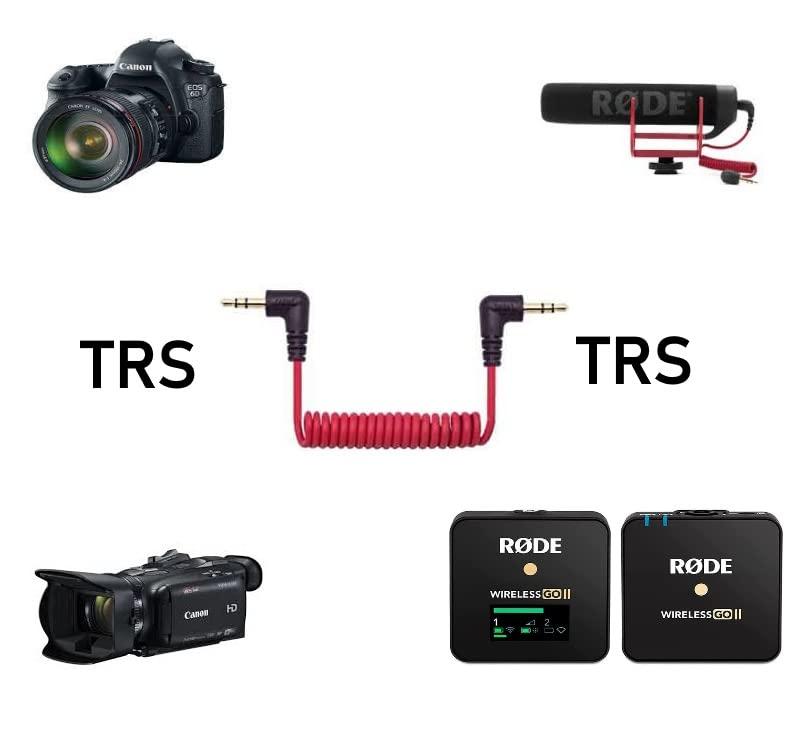  3.5mm TRS to TRS Patch Cable Cord Wire for Canon, Nikon & Other  Cameras with 3.5mm Mic Jack, Compatible with Rode VideoMicro, Wireless GO  II, Movo, GoPro Pro with Mic Adapter