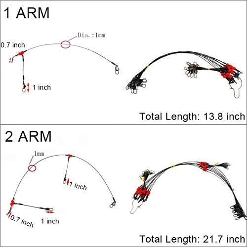 Fishing Leader Saltwater Fishing Rigs Fishing Bottom Rigs High Strength Surf  Fishing Rigs Steel Leaders Wire Fishing Wire Rig Fishing Leaders with  Swivel Snaps Beads 1Arm / 2Arm with 1 Arm _ 12pcs