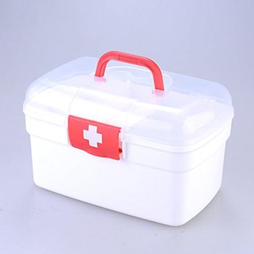 Medicine Box Transparent First Aid Box Family Emergency Kit Medication Storage  Organizer with Handle Portable Medicine Cabinet Storage Pill Case Durable  Plastic Household Organizer Box Bins (Red)