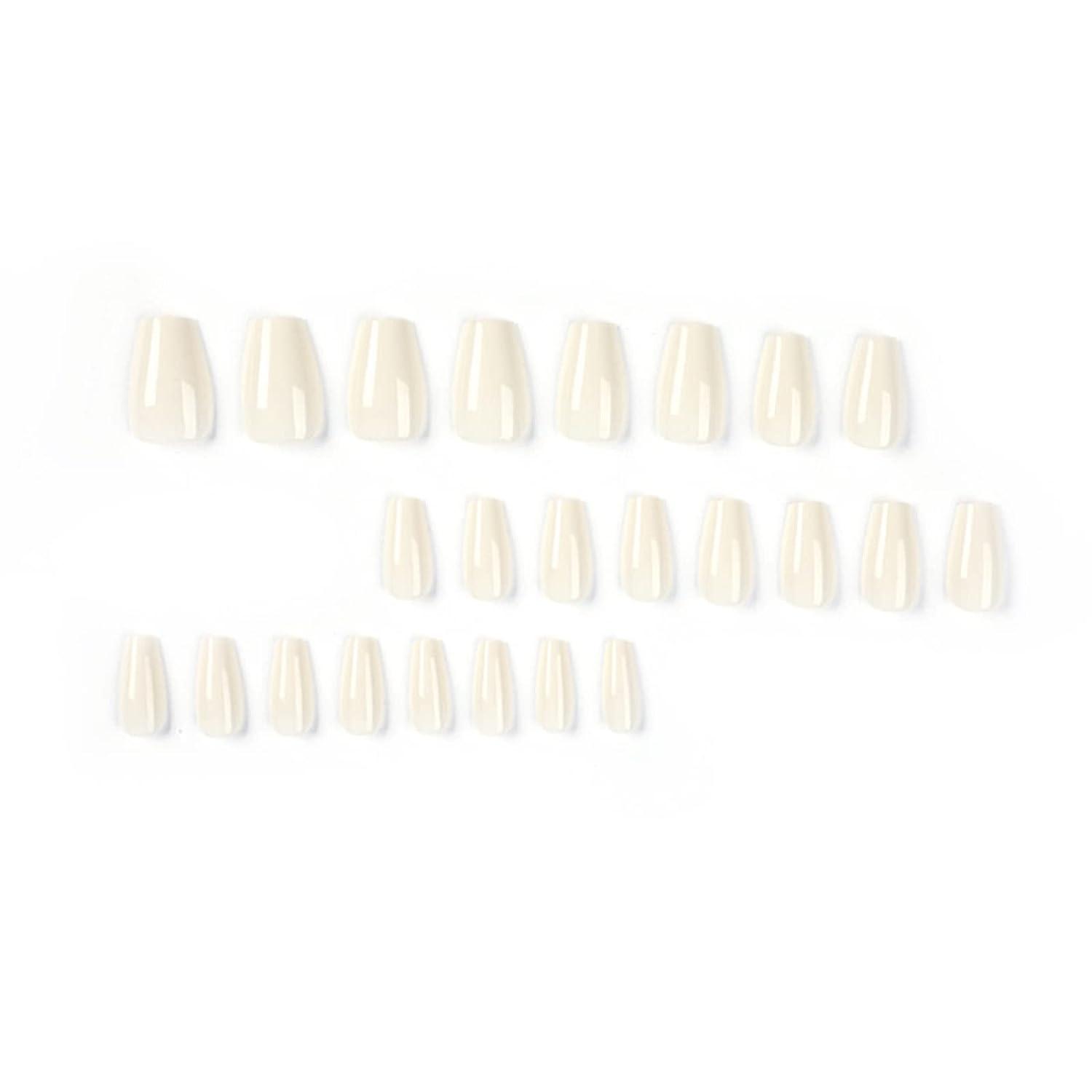 QINGGE White Press on Nails Medium Length Coffin Fake Nails Solid Color  Stick on Nails Glue on Nails Glossy Acrylic Nails False Nails for Women  24Pcs A1 Solid White