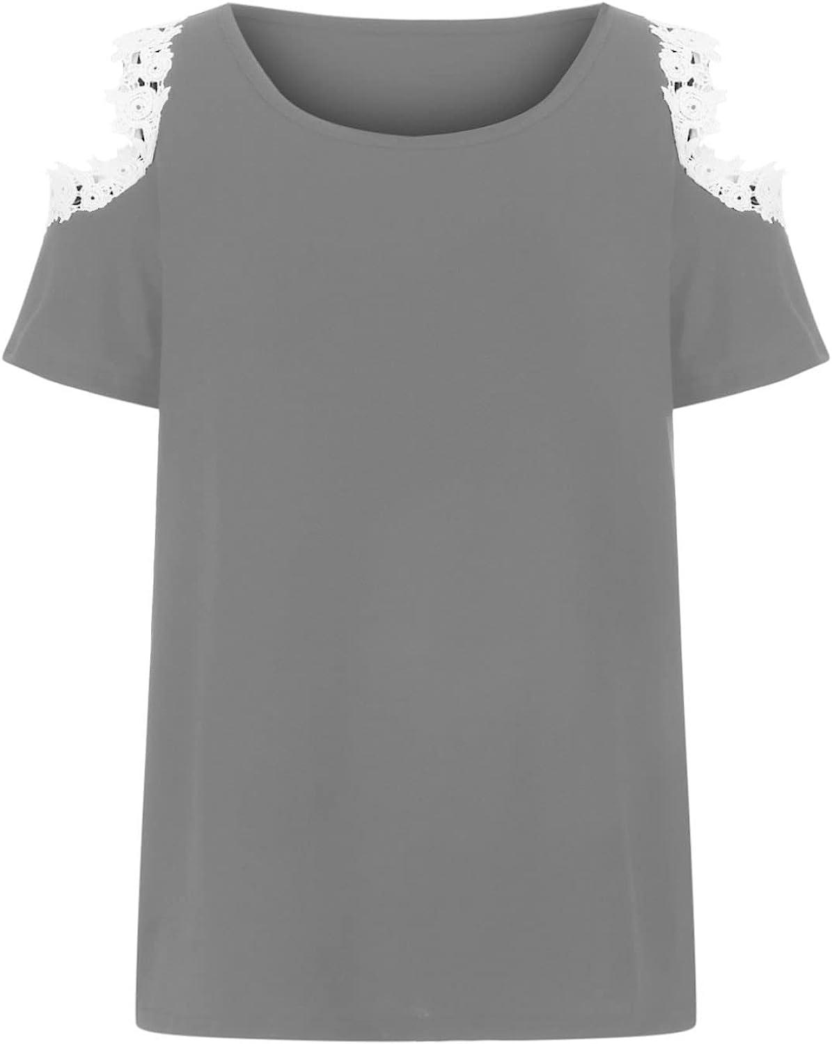  Plus Size Tops for Women, Cold Shoulder Summer T Shirt Short  Sleeves Tunic Sexy Off The Shoulder Tops V Neck(Gray, XL) : Clothing, Shoes  & Jewelry