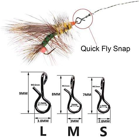 GREATFISHING 150pc Fly Fishing Snaps Stainless Steel Quick Change, Fast Easy Fly Hook Snap, 3 Size Combo Hook Snaps