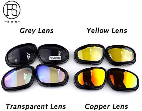 FS Polarized Sports Sunglasses for Men Women, Motorcycle Riding Glasses w/  4 in 1 Antifog Black Frame Safety Glasses for Day to Night Driving Hunting  Fishing Shooting, Copper Smoke Clear Yellow