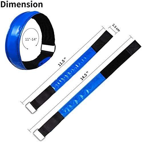 OMKHE Running Light for Runners (2 Pack) Rechargeable LED Armband  Reflective Running Gear, LED Light Up Band for Joggers Bikers Walkers blue