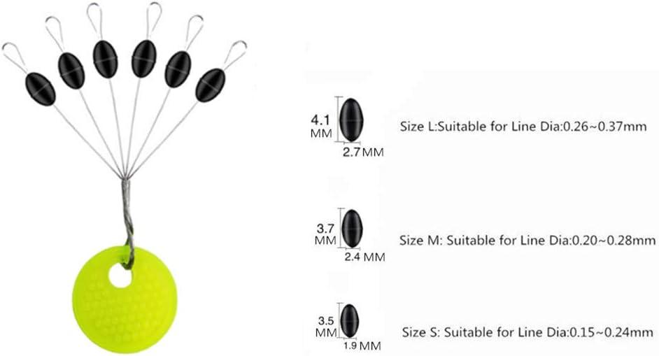 Outus 1200 Pieces Fishing Rubber Bobber Beads Stopper 6 in 1 Black Float  Sinker Stops Medium
