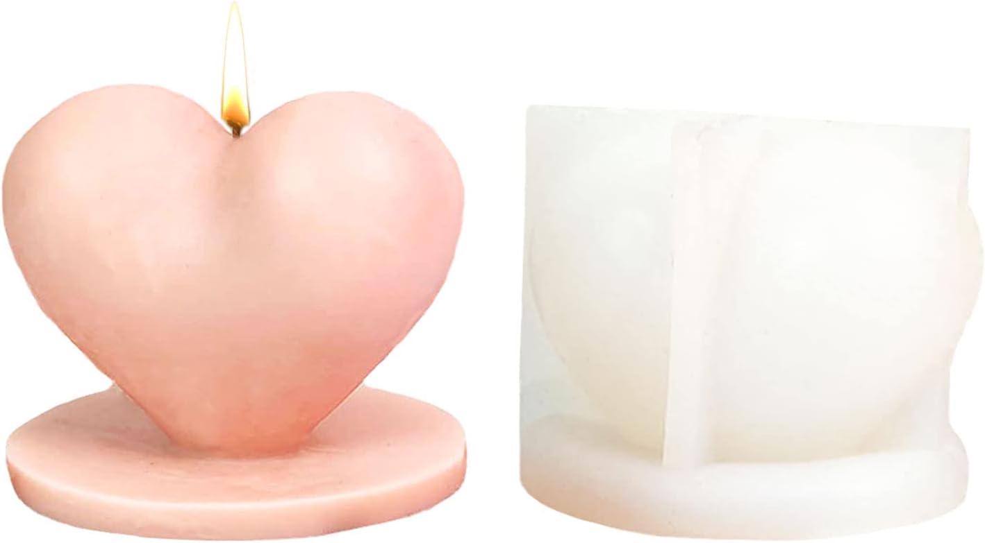 2PCS SUPERFINDINGS 2 Style Heart Candle Silicone Mold 3D Stacking Hearts  Shape Resin Casting Mold 3D Scattered Love Candle Mold for Chocolate Candy