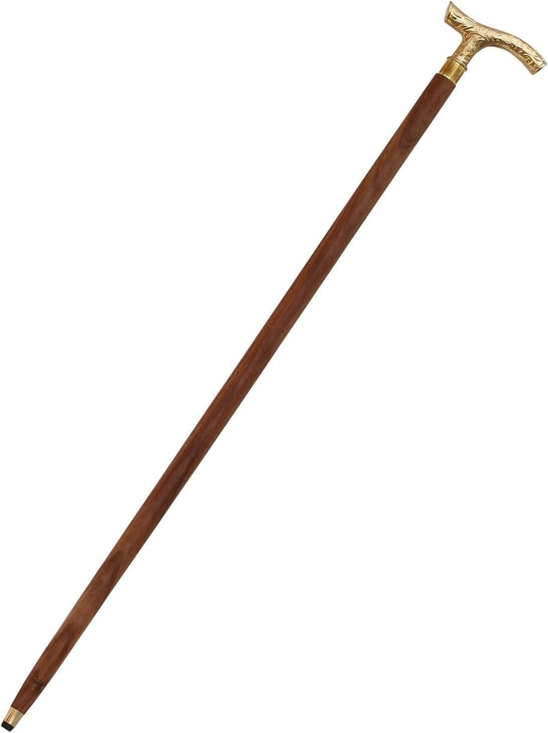 Humaira Nautical Brass Long Handle Walking Stick Cane Wooden