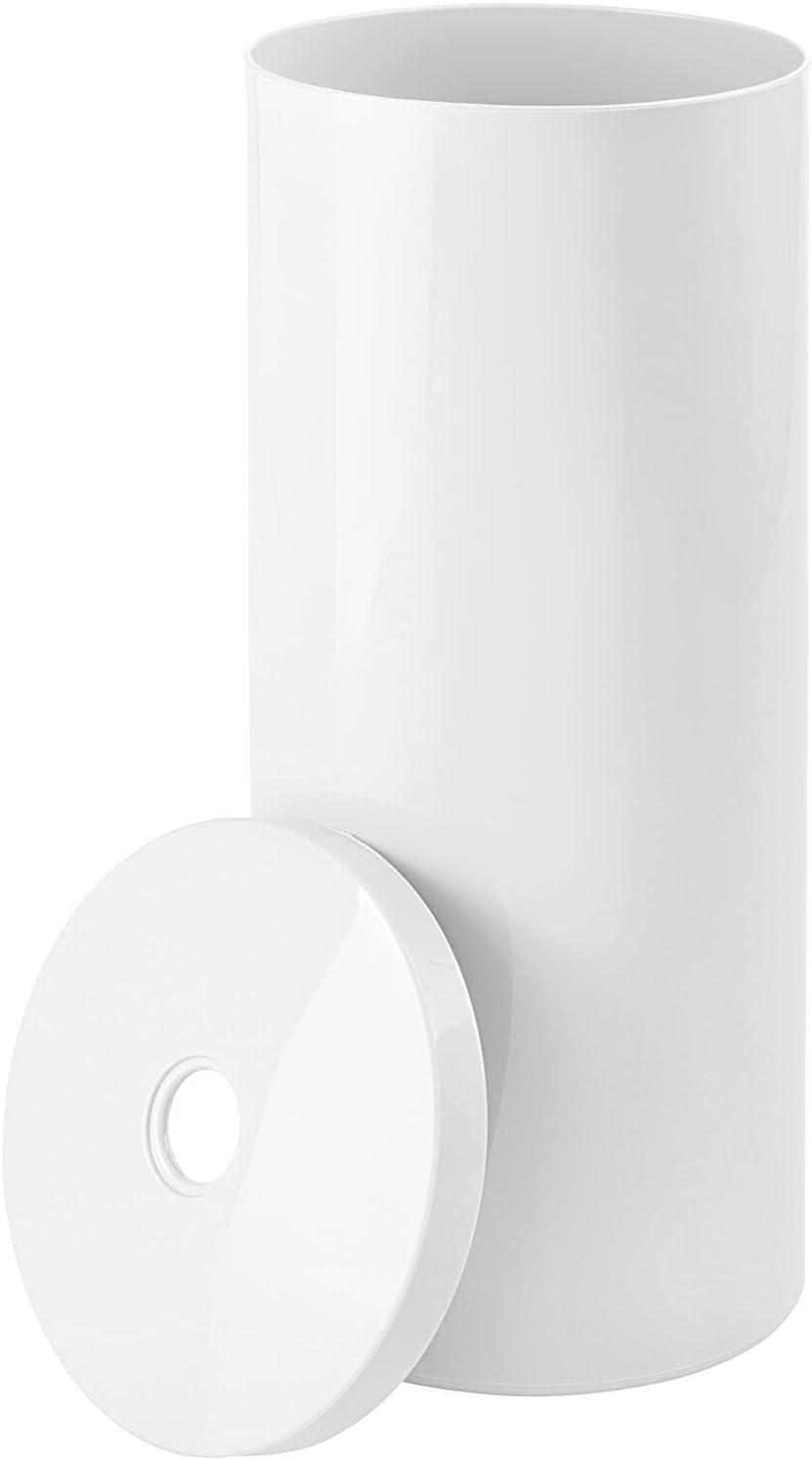 Plastic Floor Stand 3-Roll Space-Saving Toilet Tissue Holder with Cover for  Bathroom Corner in. White