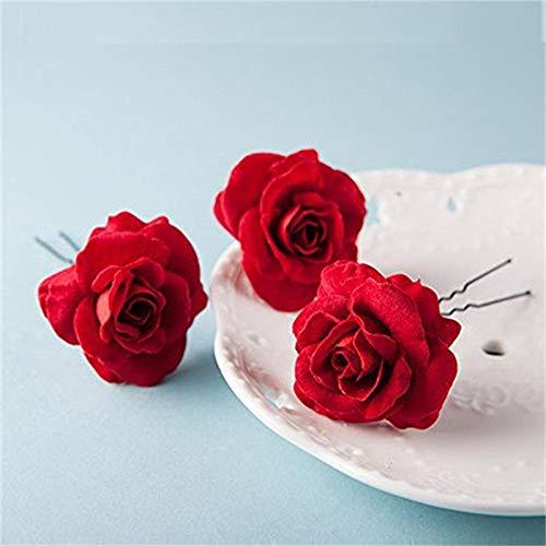 Glamlily 12 Pack Large Red Rose Flower Hair Clips for Girls Women, Wedding  & Party Hair Accessories, 4 In