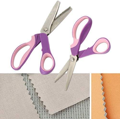 Pinking Shears Scissors for Fabric, 2-Piece Bundle of Zig Zag Scissors &  Scalloped Pinking Shears | 100% Stainless Steel Sewing Pinking Shears for