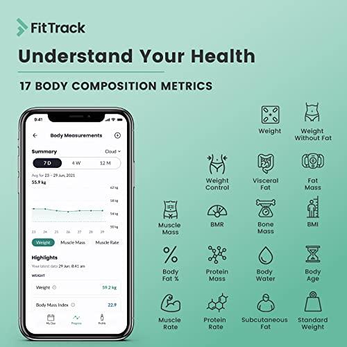  FitTrack Dara Smart BMI Digital Scale - Measure Weight and Body  Fat - Most Accurate Bluetooth Glass Bathroom Scale (Black) : Health &  Household