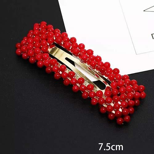 Tzoxal 4PCS Handmade Fashion Red Artificial Pearl Gold BB Barrettes, Sweet  Hair Clips Pins for Wedding Bridal Bridesmaid, Geometric Alloy Decorative