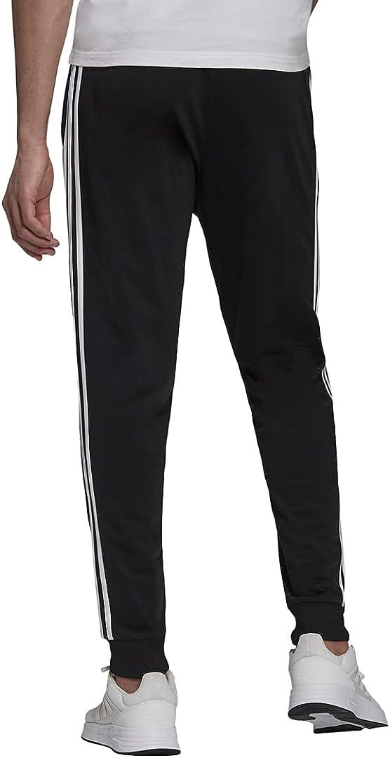 adidas Men\'s 3-Stripes Pants Large Essentials Black/White Cuff Tapered Woven Aeroready