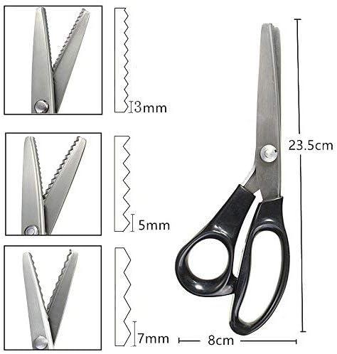 Fabric Pinking Shears Craft Scissors，Serrated Scalloped stainless Steel  Handled Professional Sewing black Scissors, Scissors for Leather,  Tailoring