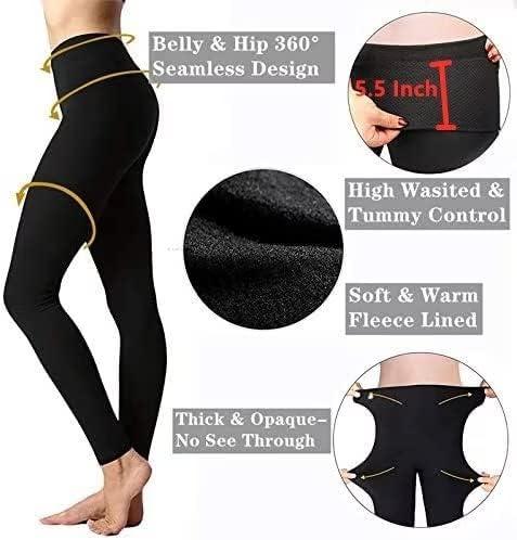  Womens Fleece Lined Leggings Thermal High Waist Tummy  Control Yoga Pants Winter Slimming Workout Running Pants