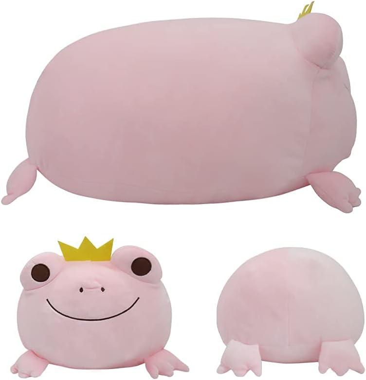 PEDEIECL Soft Frog Plush Pillow Stuffed Animal Toy Cute Crown Frog Plush  Doll Toy for Kids Boys Girls Birthday Valentine Pink 16.5 in