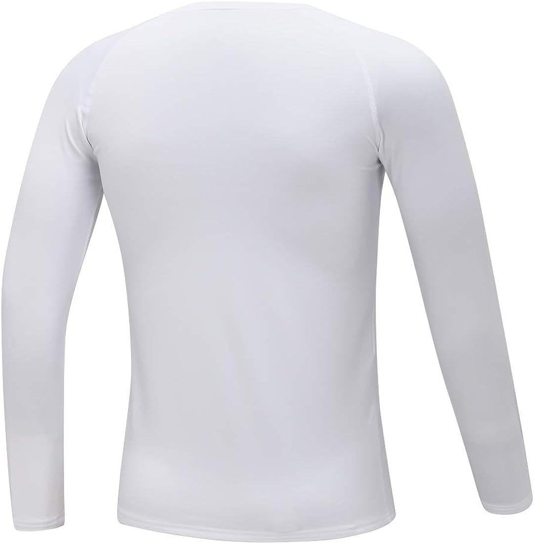 LEAO Youth Boys Compression Shirt Long Sleeve Fleece Quick Dry Sports  Baselayer Soccer Baseball Basketball Undershirt White-shirts Large