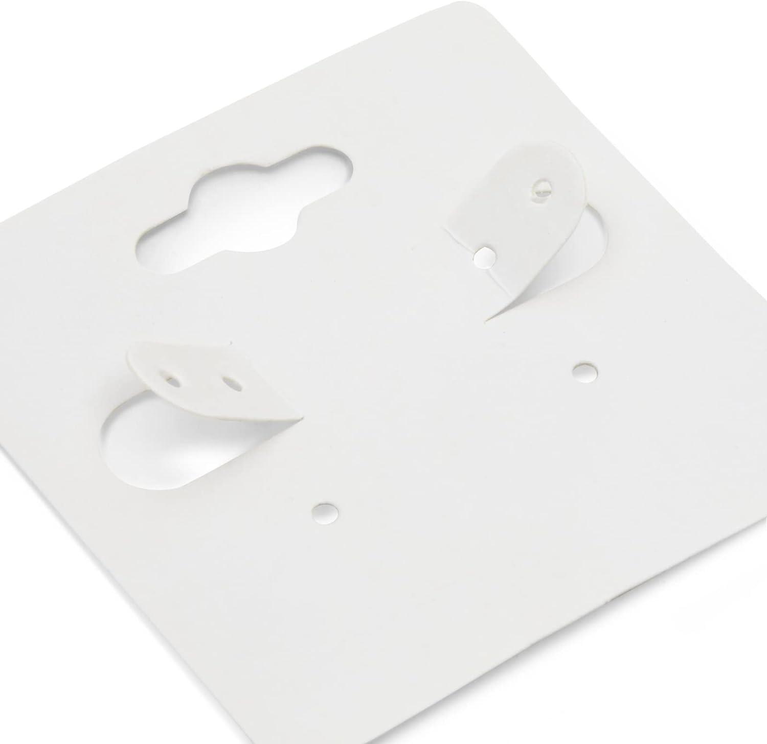 200-Pack Hanging Earring Card Holder, Paper Cards for Ear Studs, White, 2x  2