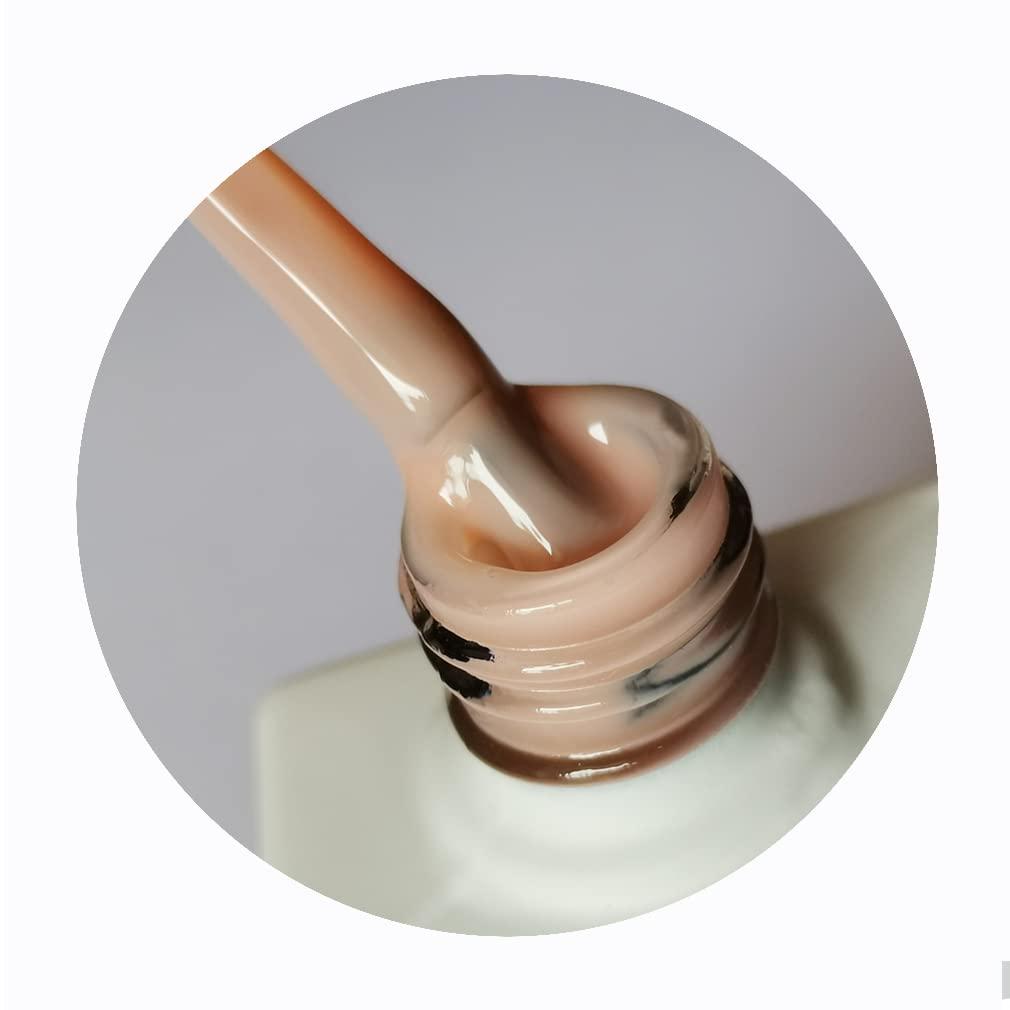 FANNEST Rubber Builder Base Gel for Nails in A Bottle Elastic Base Coat Sheer Clear Nude Pink Color Gel Nail Polish LED/UV Soak Off for Nail Strength