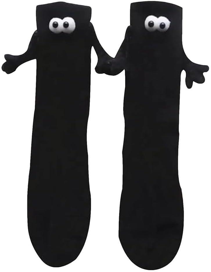 2pcs Magnetic Sucktion 3d Doll Couple Socks, Couple Holding Hands Funny  Socks, Mid-tube Cute Socks Funny Gifts For Women Men
