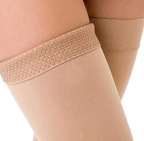 TOFLY Thigh High Compression Stockings Opaque 1 Pair Firm Support 20-30  mmHg Gradient Compression with Silicone Band Footless Compression Sleeves  Treatment Swelling Varicose Veins Edema. XL 20-30mmhg Black