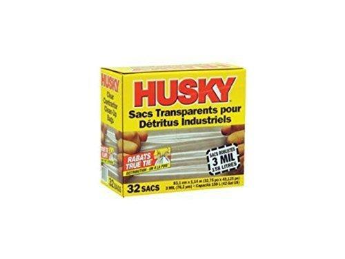  Husky Heavy Duty Clean-Up Trash Bag, Polyethylene Resin, 42 gal,  45-1/8 in L x 32-3/4 in W x 3 mil T, Clear : Industrial & Scientific