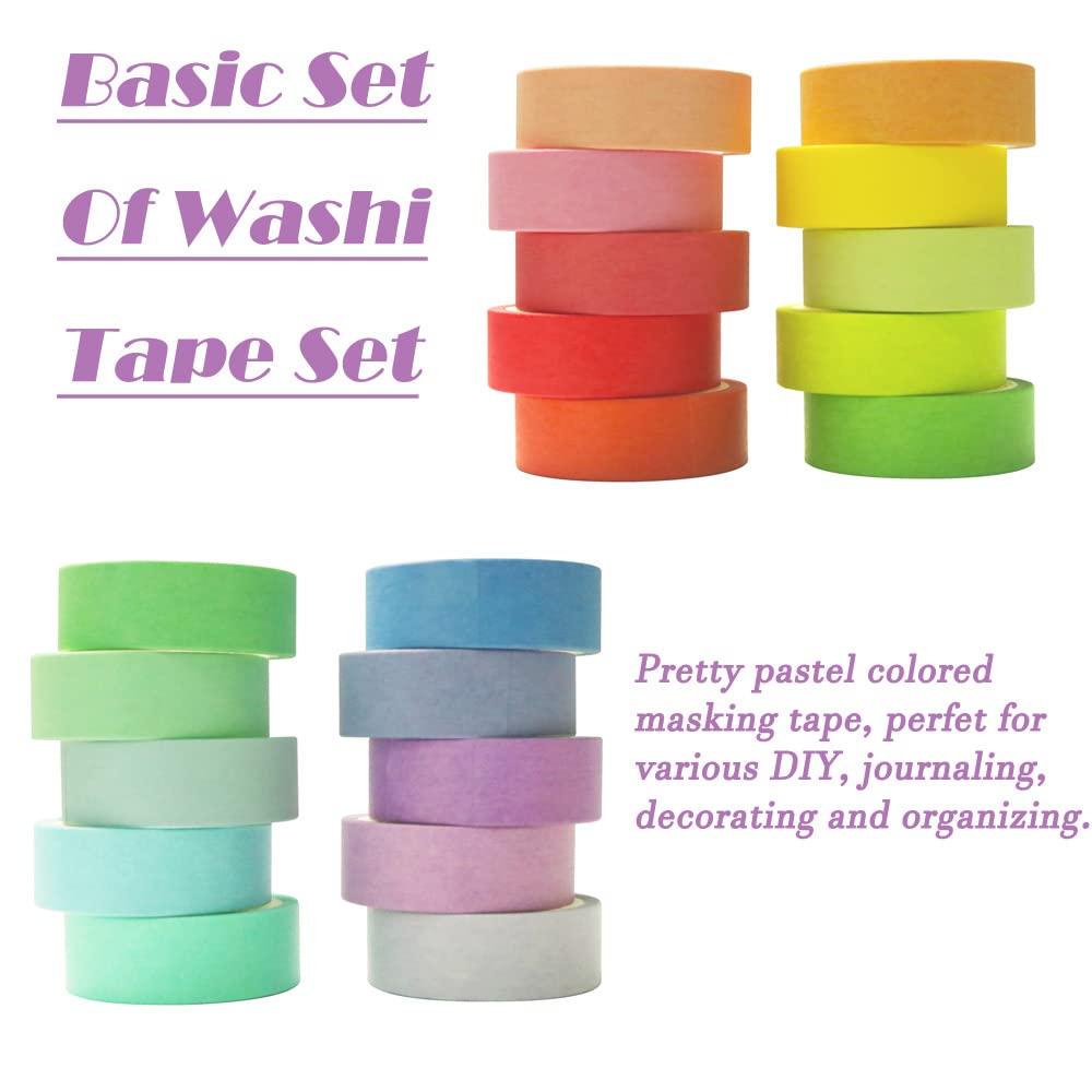 20 Rolls Washi Tape Set Rainbow Washi Tape Colorful Masking Tape 15mm Wide Decorative  Tape for Bullet Journal Book Planner Scrapbooking DIY Arts Crafts Gift  Packaging Rainbow 15MM-20 Rolls