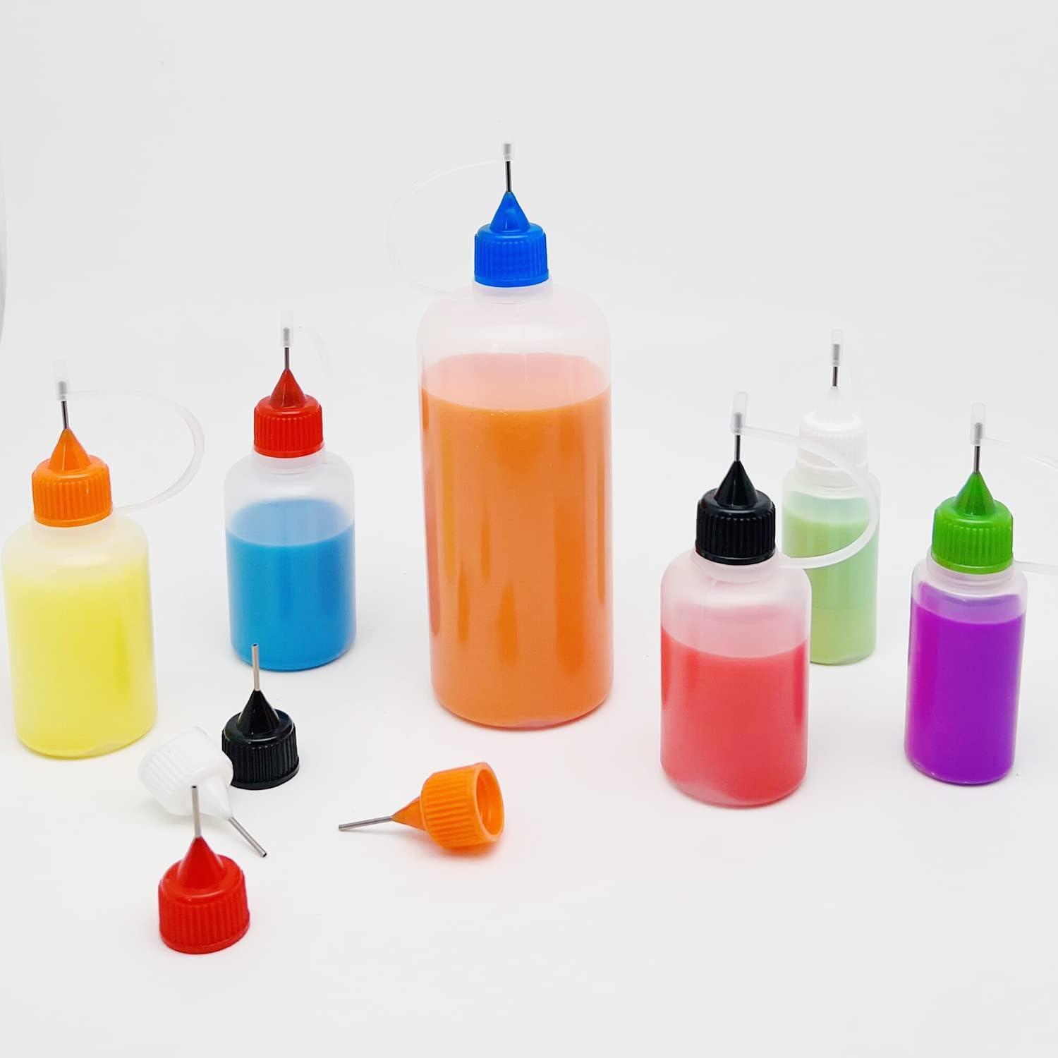 MYYZMY 12 Pcs Precision Tip Applicator Bottles 1 Ounce Translucent Glue  Bottles with 2 Mini Funnel Multicolor Lids