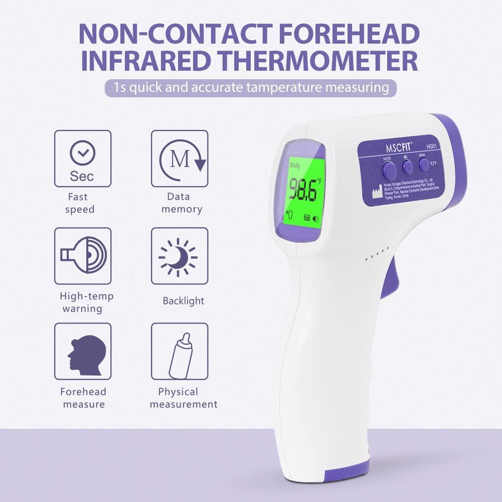 FDA Approved Non-Contact Body Thermometer with 3 Color Alarm Backlight