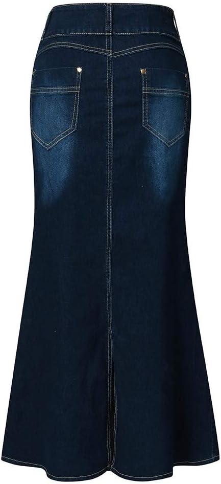 Amazon.com: Allegra K Casual Denim Skirt for Women's High Waist Split Hem Pencil  Jean Midi Skirts X-Small Blue : Clothing, Shoes & Jewelry