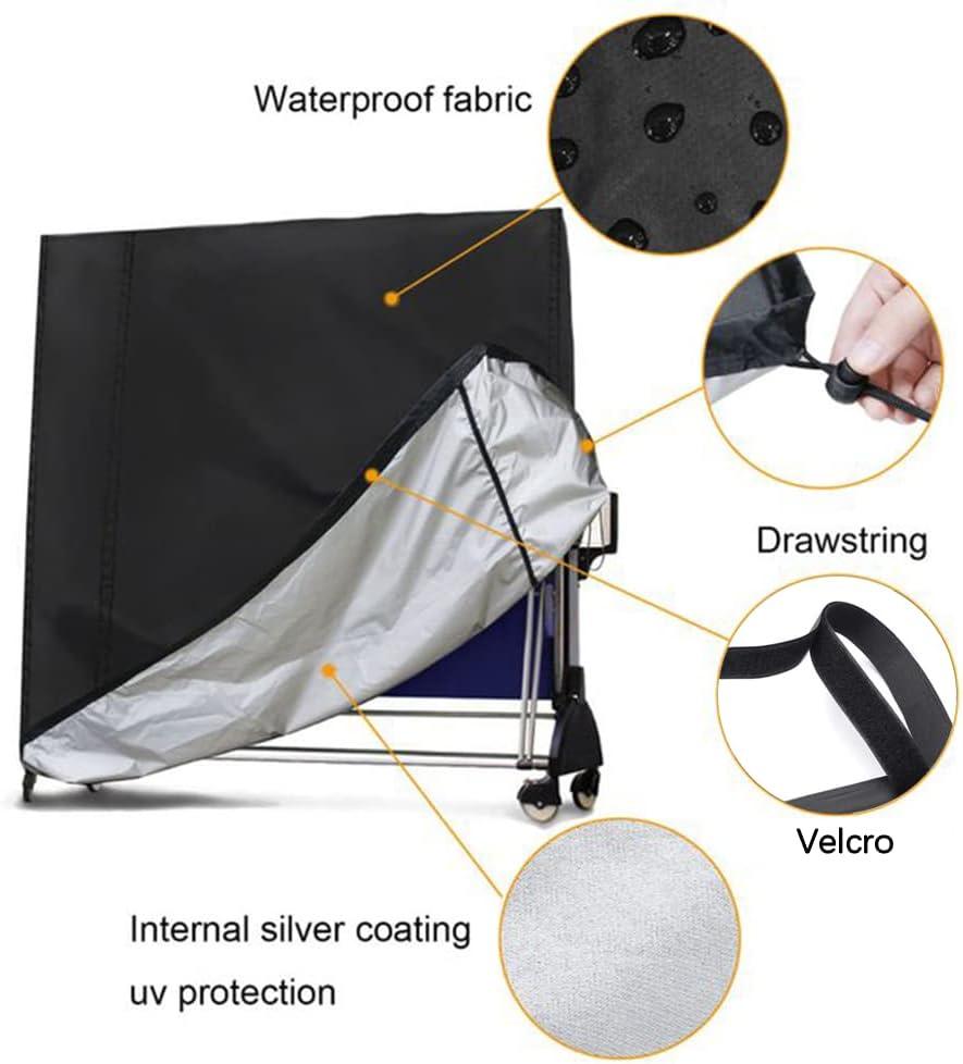 FANCY Table Tennis Table Cover with Waterproof Silver Coating Outdoor Ping  Pong Table Cover Folding Anti-Dust Adjustable Ping Pong Table Protector 