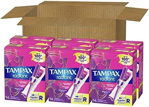 Tampax Radiant Tampons Regular Absorbency, 42 Count