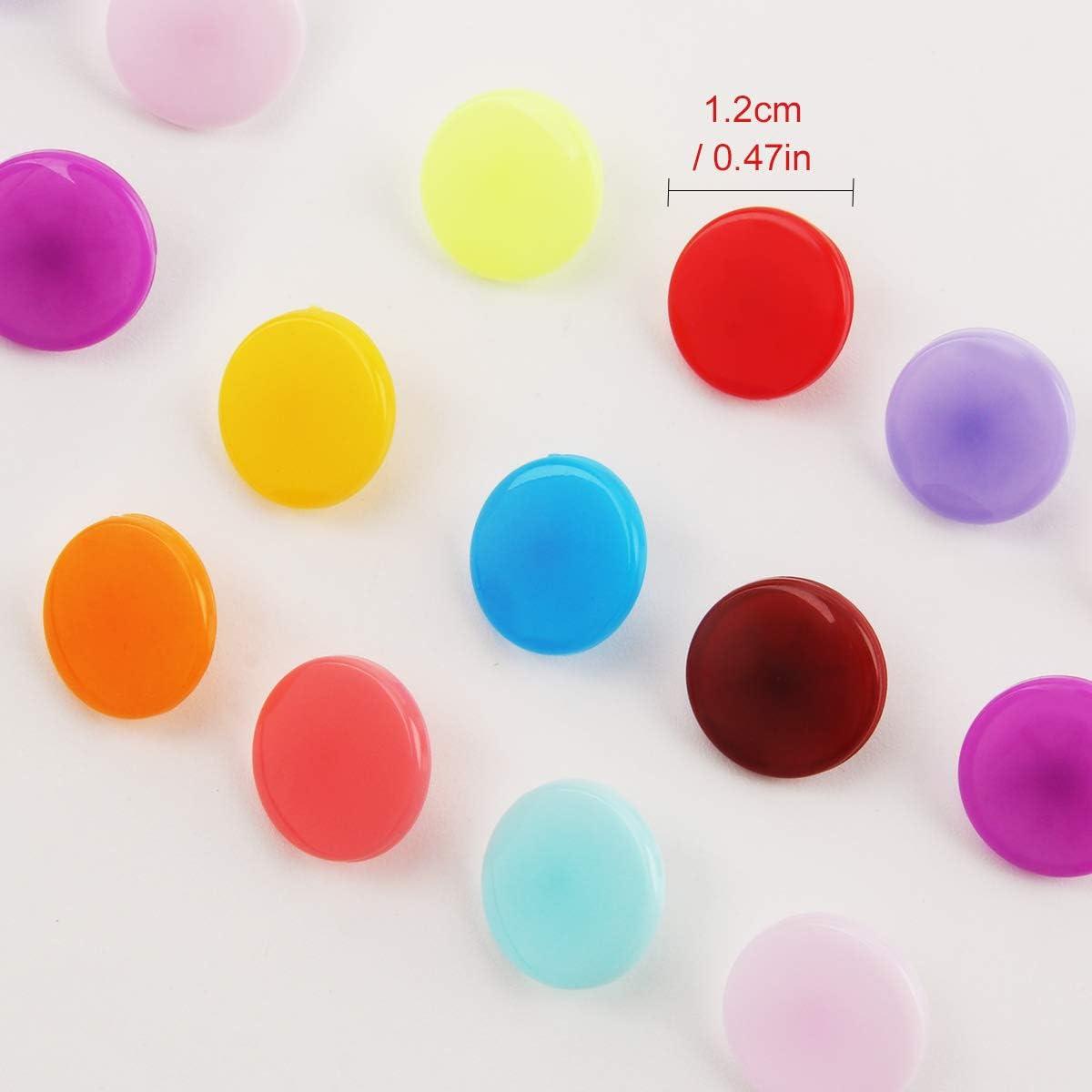 460 Sets 24Color Cenoz Snap Plastic Fasteners Button with Pliers Tool, T5 Resin Plastic Button Sewing Fasteners Punch Poppers No Sew Buttons for